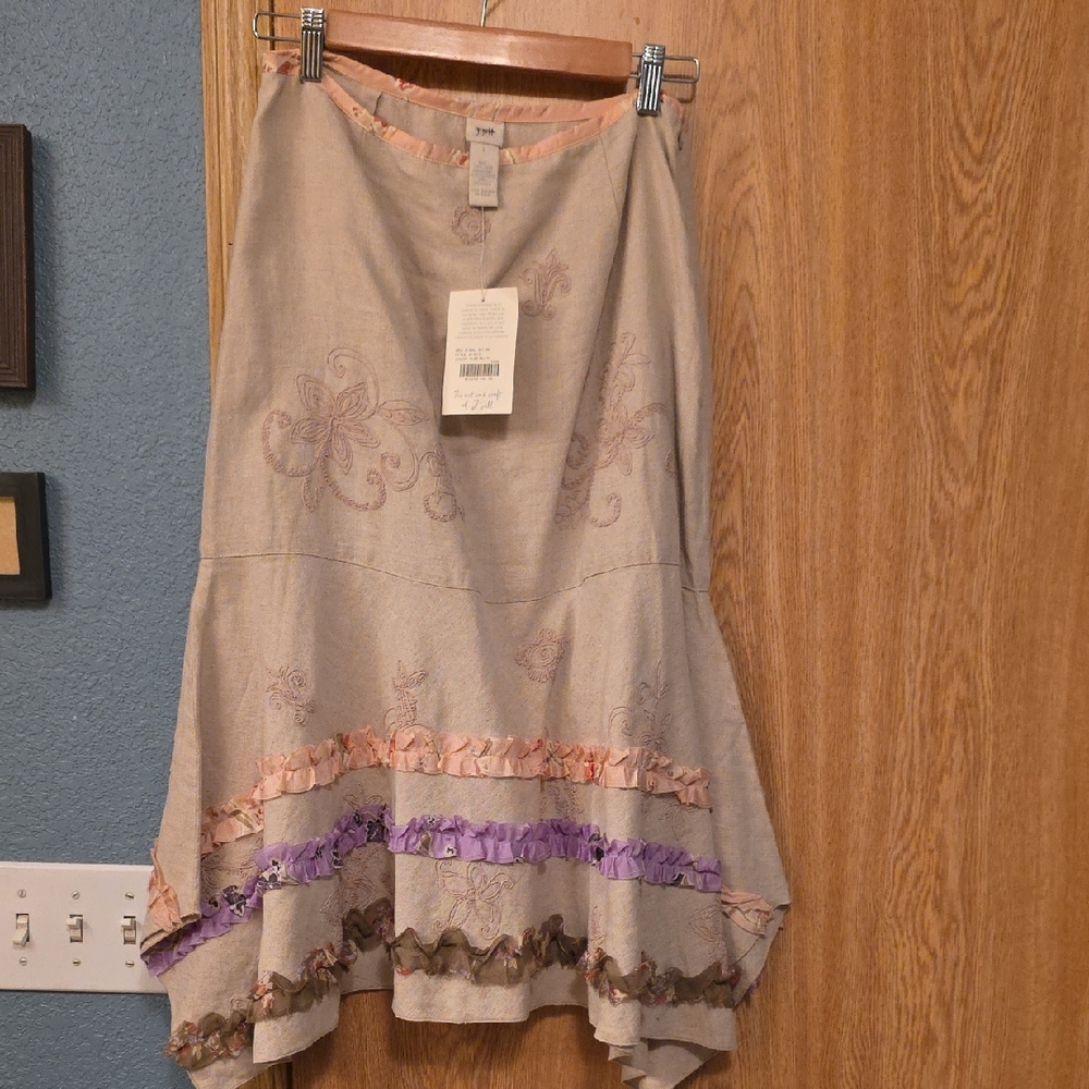J. Jill Beige and Purple Asymmetrical Skirt